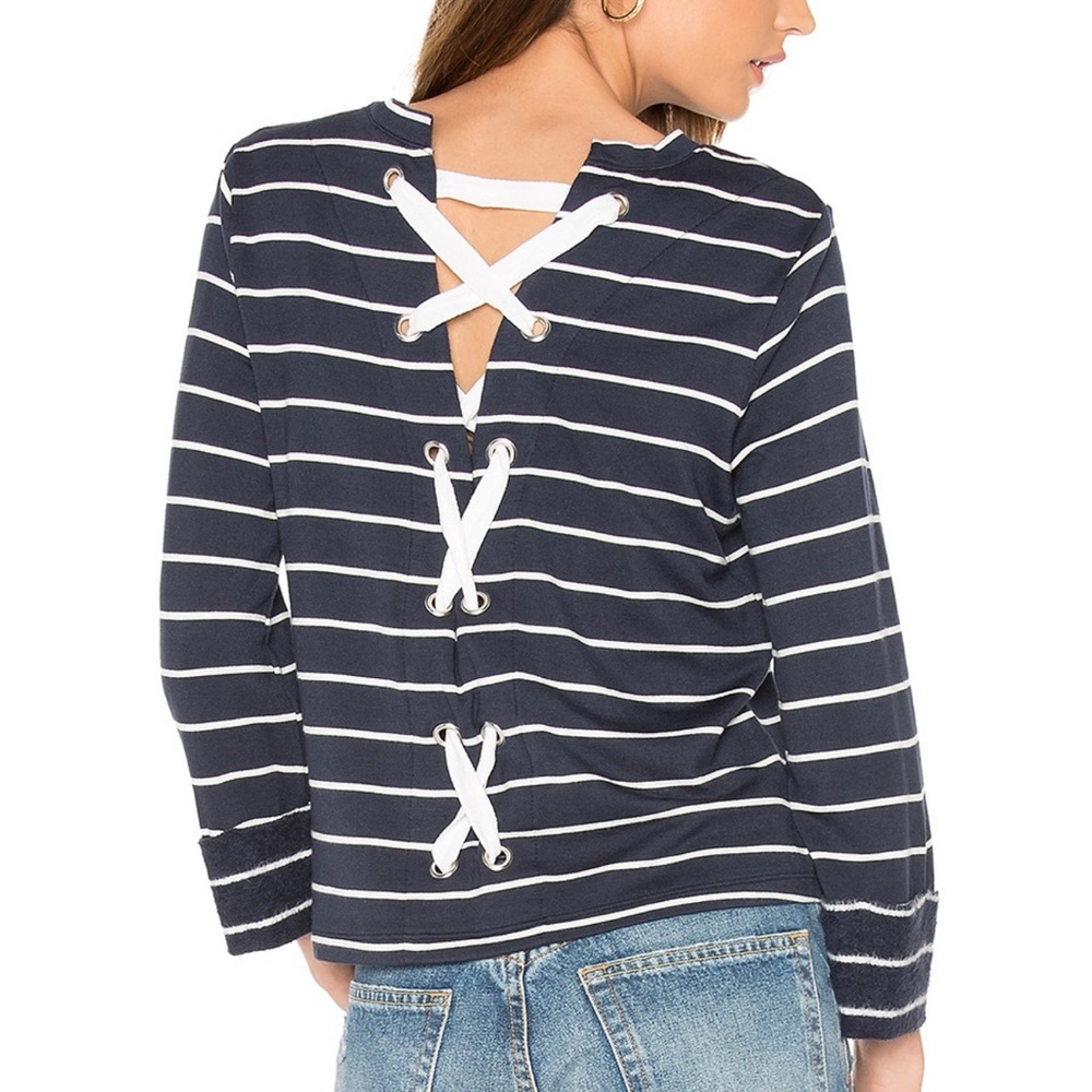 NWT- SPLENDID Dune Stripe Lace Up Back Top -Large
